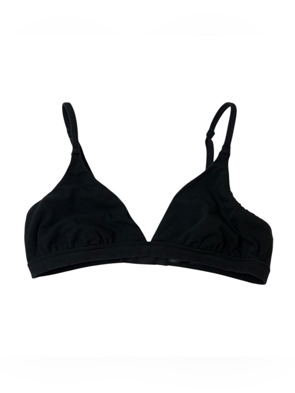 SKIMS Womens Cotton Jersey Triangle Bralette Soot Black BR-TRI-0267 Size M NWOT.